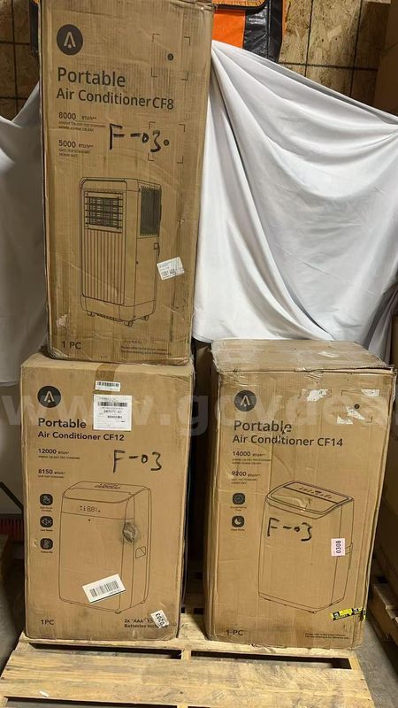 Lot of 3 Acekool Portable Air Conditioners CF14/CF12/CF8, Multi BTU Rating 14000/12000/8000, 3-in-1 Cooling (F-03)