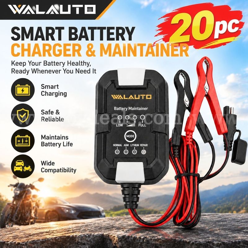 SHIPPING AVAILABLE BRAND NEW Lot of 20 Walauto GAP02, Fully-Automatic Smart Battery Charger, Maintainer 1-Amp(A3-4A)