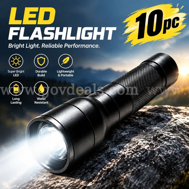 SHIPPING AVAILABLE lot of 10 Zoom Tactical LED Flashlight 5 Light Modes Waterproof Hand Torch Outdoor Camping (4389)