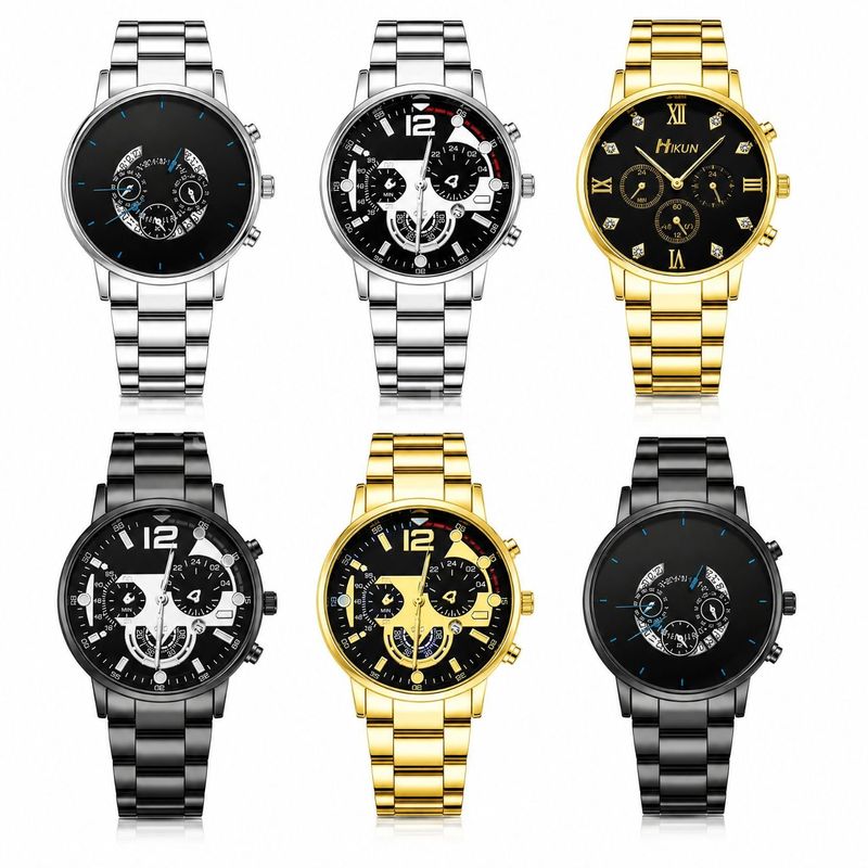 SHIPPING AVAILABLE 6pcs Assorted Men Stainless Steel Quartz Watch Lot Roman Diamond Sport Chronograph Business(W1-011)