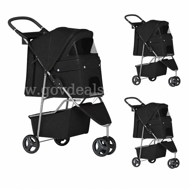 SHIPPING AVAILABLE Foldable 3 Wheels Pet Stroller BP-S13T-Black, Lightweight Dog Cat Carrier Stroller (C2-01)