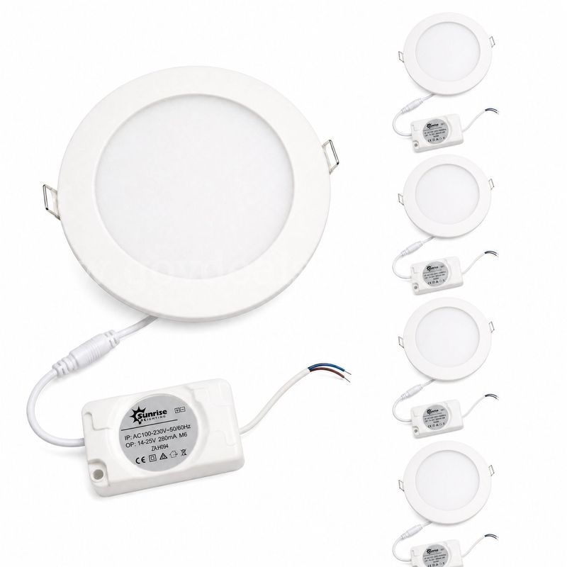 SHIPPING AVAILABLE Lot of 5 SUNNUS 9W Ultra Slim LED Downlight, 618LM Recessed Ceiling Light, 140mm Cutout, 120°(Pa-05)