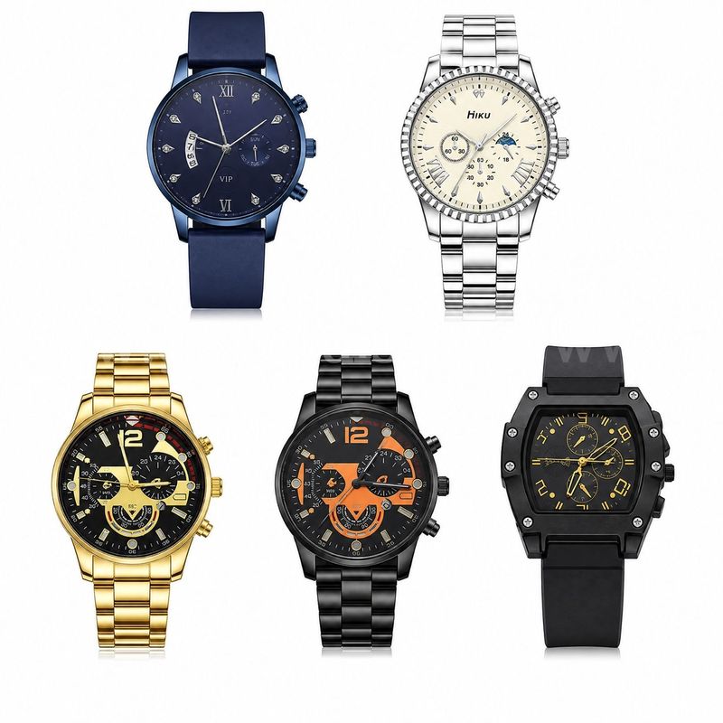 SHIPPING AVAILABLE 5pcs Assorted Men Stainless Steel watches with different colorways and straps, Business(W1-026)