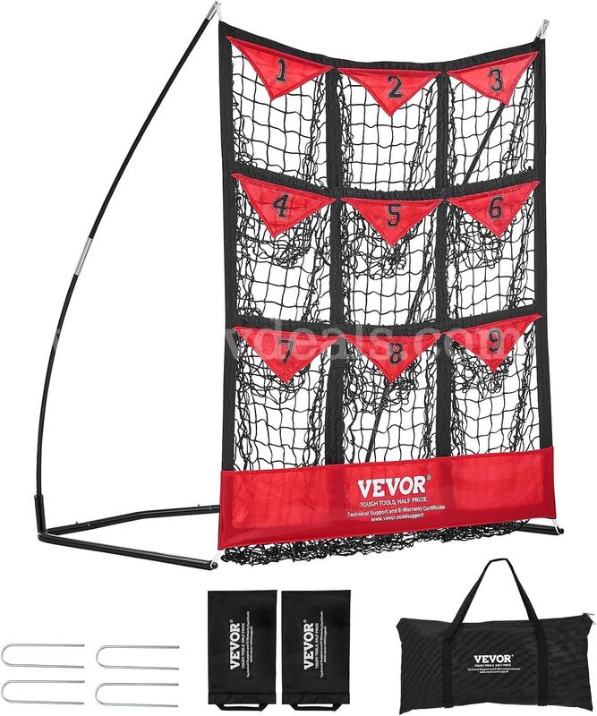 SHIPPING AVAILABLE VEVOR 9 Hole Baseball Softball Pitching Net 9 Pocket Hitting Practice 36"x30" (8-cp)