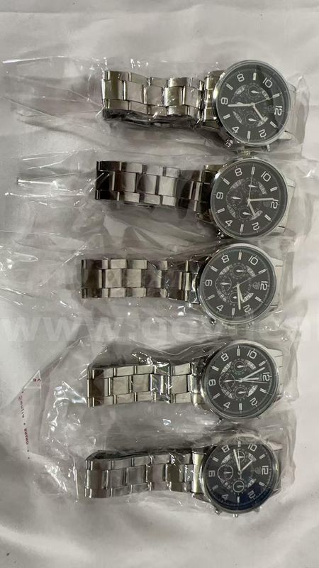 SHIPPING AVAILABLE lot of 5 Men's Stainless Steel Chronograph Watch, Black Dial Analog Quartz Wrist Watch(W1-01)