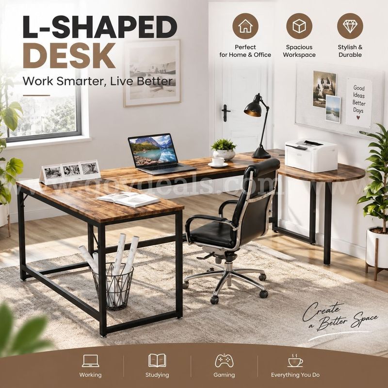 SHIPPING AVAILABLE Tribesigns U Shaped Desk, Large L-Shaped Desk Corner Computer Office Desk Writing Table (A1-011)