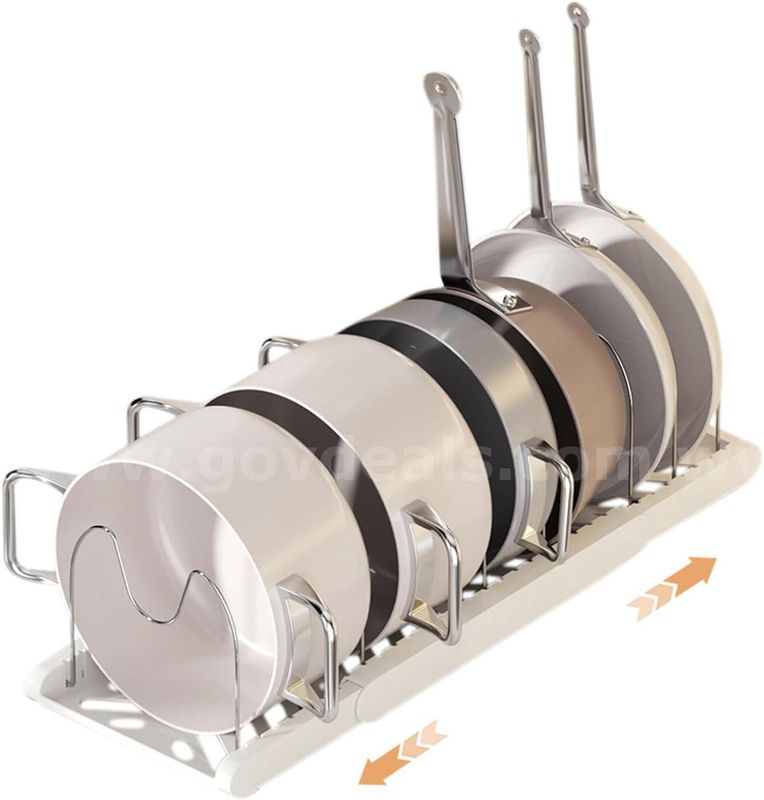 SHIPPING AVAILABLE Lot of 10 Expandable Pot Rack & Pan Organizer — Adjustable Cabinet Lid Holder with 7 Compartme(B4-06)