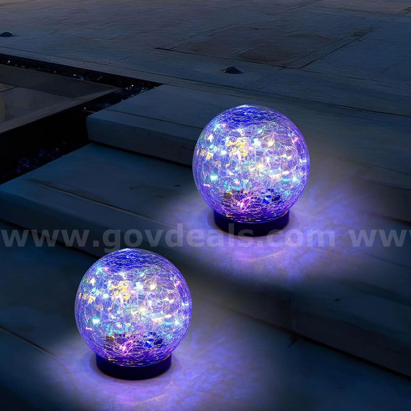 SHIPPING AVAILABLE Lot of 18 Multicolor Solar Powered Cracked Glass Ball Lights Outdoor Waterproof (B4-07)