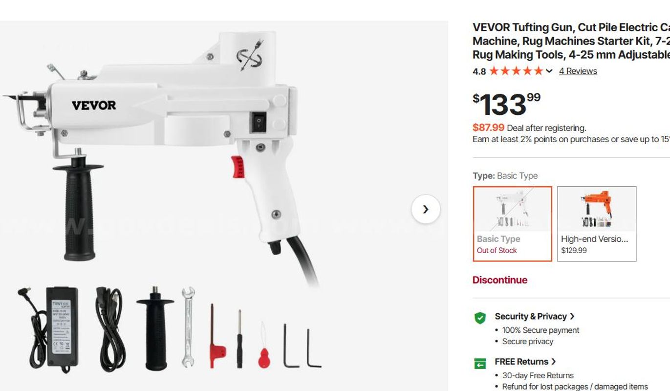 SHIPPING AVAILABLE Tufting Gun, Cut Pile Electric Carpet Weaving Flocking Machine, Rug Machines Starter Kit(M-03)