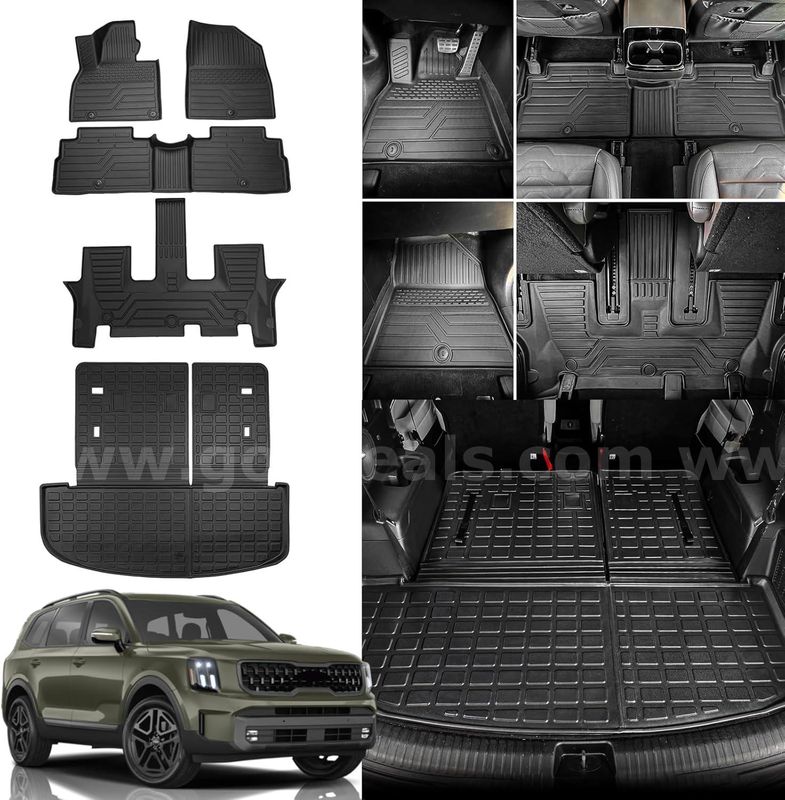SHIPPING AVAILABLE Floor Mats & Trunk Mat for 2020-2025 Kia Telluride 7/8 Seats, All Weather Cargo Liner Car (A1-09)