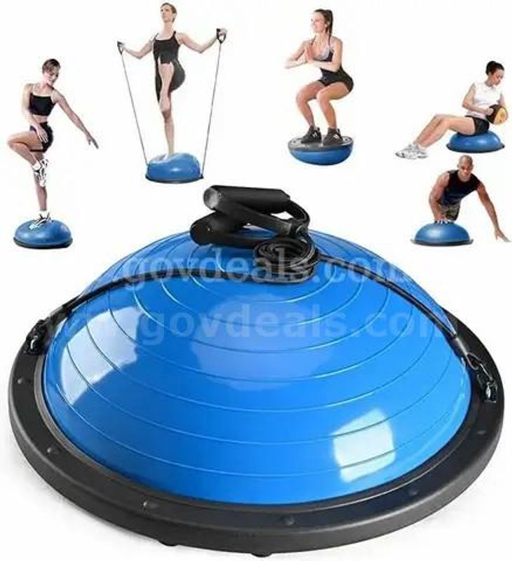 SHIPPING AVAILABLE Half Balance Ball Trainer, Half Yoga Exercise Ball with Resistance Bands and Foot Pump(A1-06)