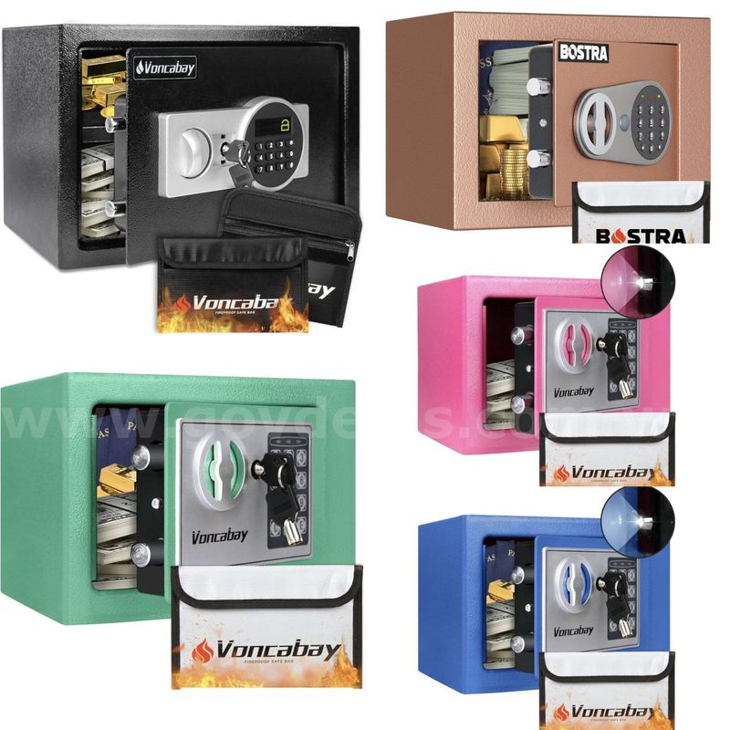 Lot of 50 , Voncabay Money Safe Box for Home with Sensor Light & Fireproof Money Bag, Security Lock Box 888