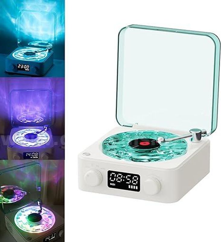SHIPPING AVAILABLE 2pcs Retro Vinyl Turntable Bluetooth Speaker, White Noise Sleep Machine with Digital Clock(B3-04)