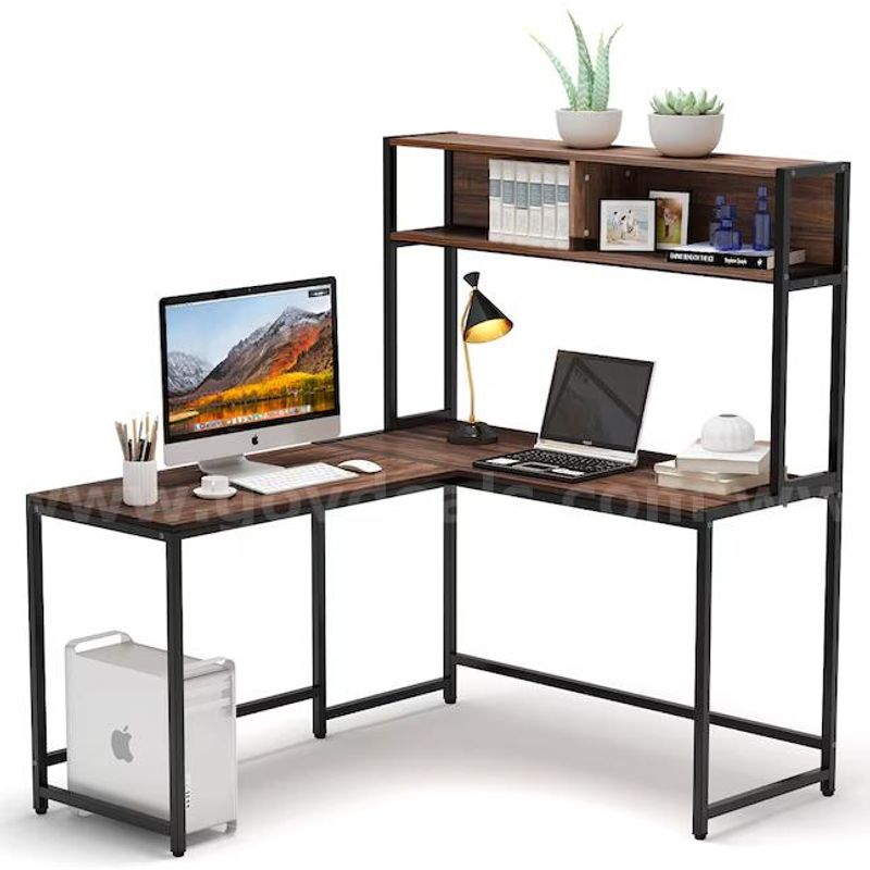 SHIPPING AVAILABLE Tribesigns Computer Desk with Hutch, Industrial Writing Desk with Bookshelf, Vintage Wooden (A1-010)
