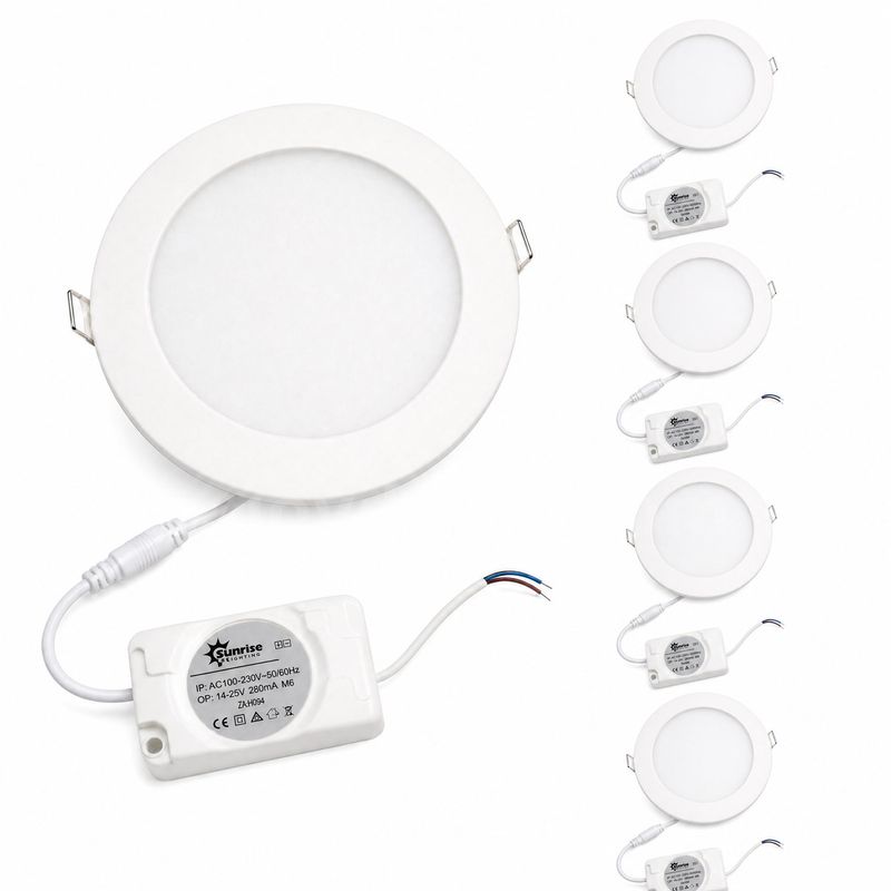 SHIPPING AVAILABLE Lot of 5 SUNNUS 9W Ultra Slim LED Downlight, 618LM Recessed Ceiling Light, 140mm Cutout, 120°(Pa-05)