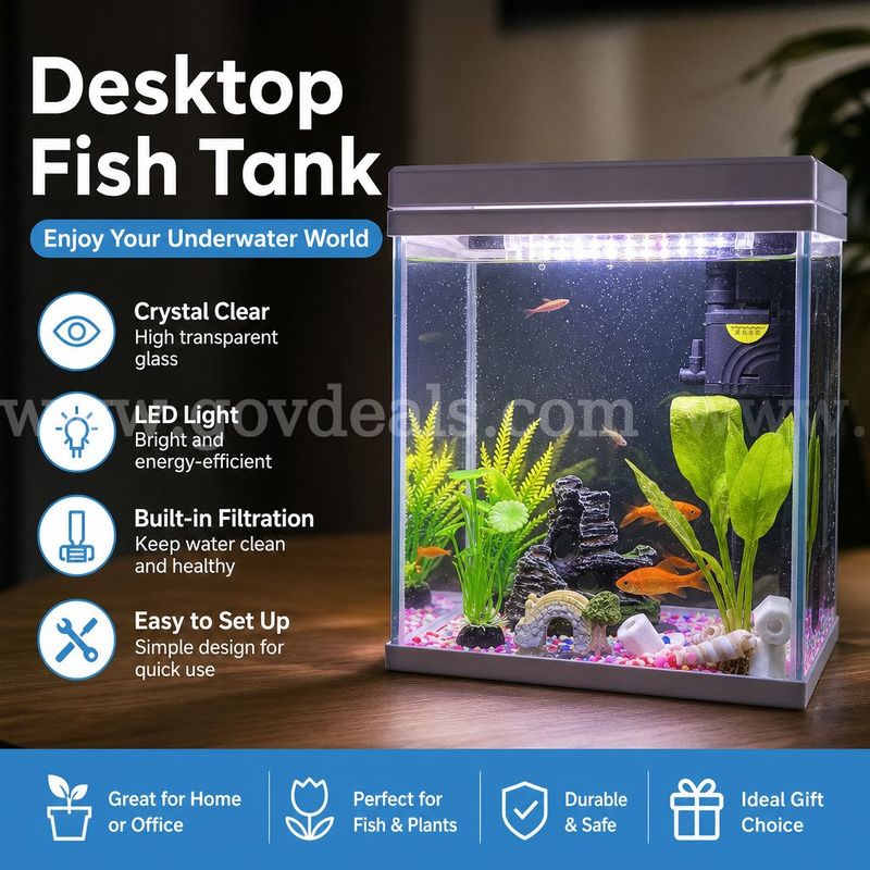 SHIPPING AVAILABLE Glass Fish Tank (W7” × L9” × H10”) –( 6-02) Tank Only, Accessories Not Included