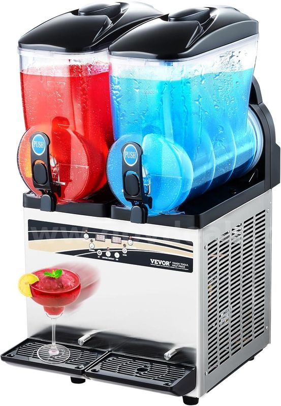 Brand New VEVOR Commercial Slushy Machine, 12Lx2 Double Tank Frozen Drink Machine, 96 Cups Stainless Steel (S2-01)