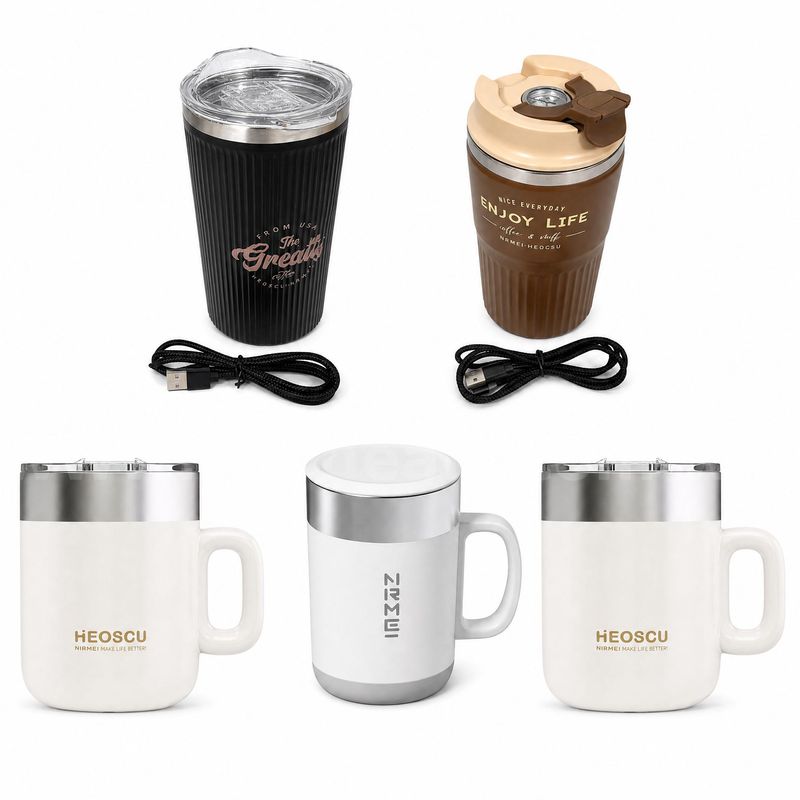SHIPPING AVAILABLE Lot of 5 Rechargeable Self Stirring Coffee Mug 400ml SUS 316 Stainless Steel (D-01)
