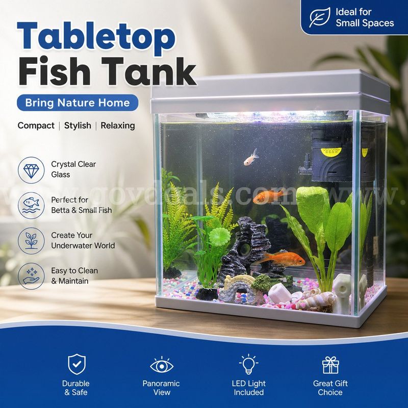SHIPPING AVAILABLE Glass Fish Tank (W7” × L9” × H10”) –( 6-02) Tank Only, Accessories Not Included