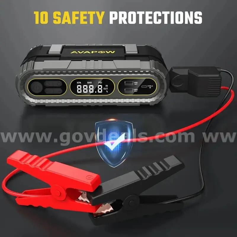 SHIPPING AVAILABLE AVAPOW Car Jump Starter with Air Compressor, 2000A Peak 150PSI Tire Inflator 59.2Wh Portable(8888n)