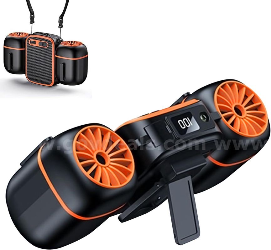 SHIPPING AVAILABLE lot of 5 Portable Waist Fan with Dual Fans, 10000mAh Rechargeable Wearable Belt Clip Fan (AA-03)