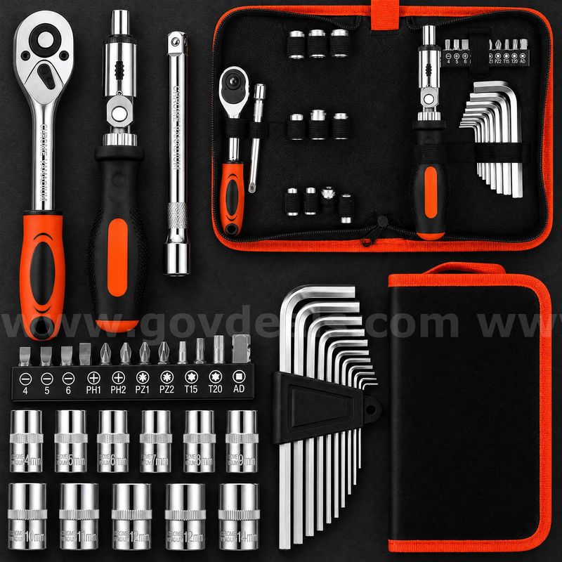 SHIPPING AVAILABLE Lot of 2 New 24-Piece Mechanic Tool Set, Household Hand Tools Kit in Box (AA-01)