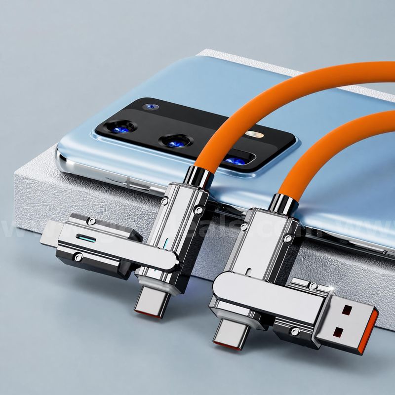 SHIPPING AVAILABLE Lot of 12 New 4-in-1 Fast Charging Cables, 3.4 FT Multi USB Cable with Type-C/Lightning (AA-02)
