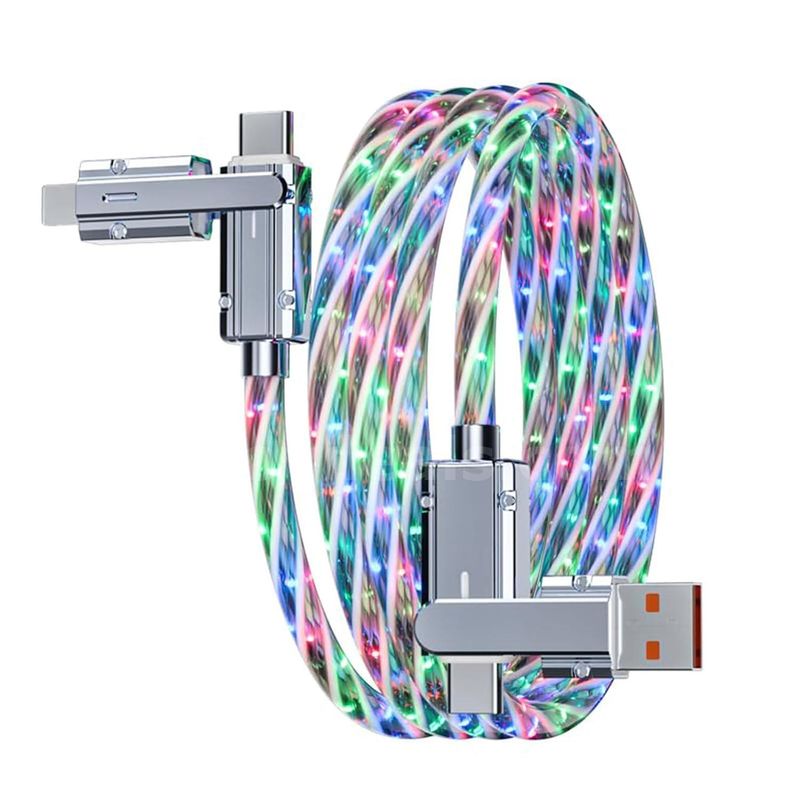 SHIPPING AVAILABLE Lot of 12 New 4-in-1 LED Light Up Fast Charging Cables, 3.3FT RGB Glow Multi USB Cable (AA-05)