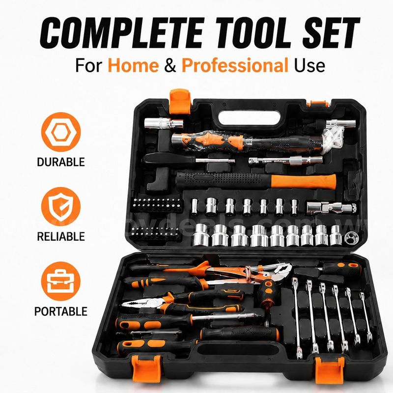 SHIPPING AVAILABLE New Household/Auto Repair Tool Kit with Toolbox, Screwdrivers, Pliers, Sockets & Wrenches (AA1-05)