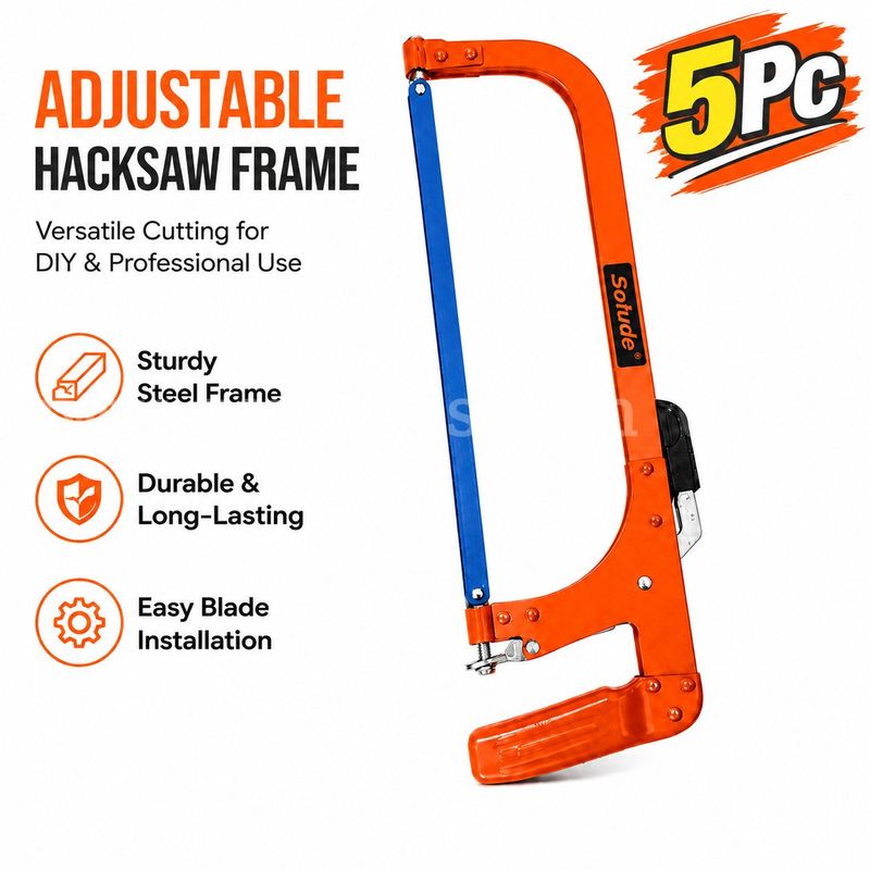 SHIPPING AVAILABLE Lot of 5 Hacksaw Frame / Bow Saw, Heavy Duty Adjustable Steel Frame with Blade (AA1-03)