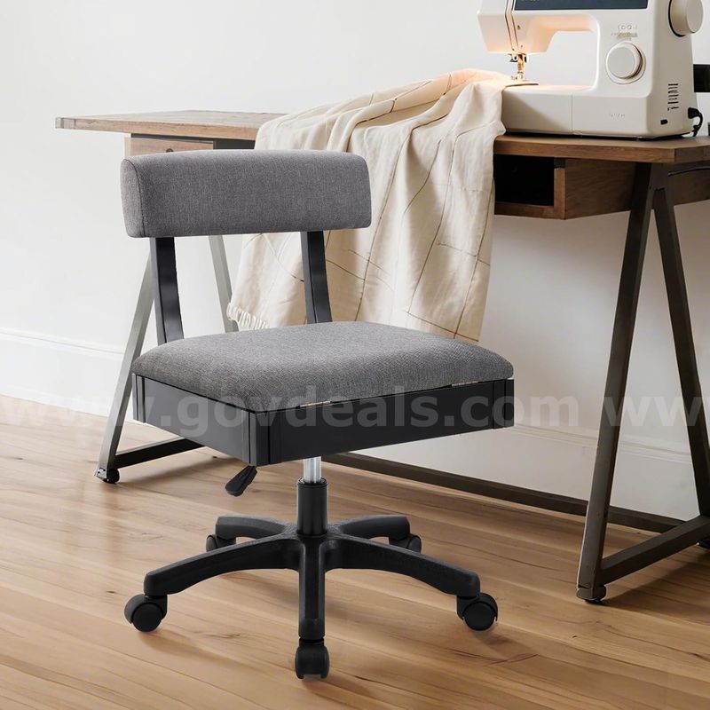 SHIPPING AVAILABLE Lessmore Adjustable Height Sewing and Crafting Chair with Wheels, Back Support, and Under Seat(A-31)