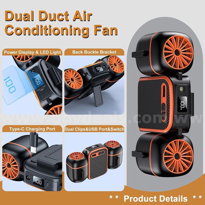 SHIPPING AVAILABLE lot of 20 Portable Waist Fan with Dual Fans, 10000mAh Rechargeable Wearable Belt Clip Fan (AA-03)