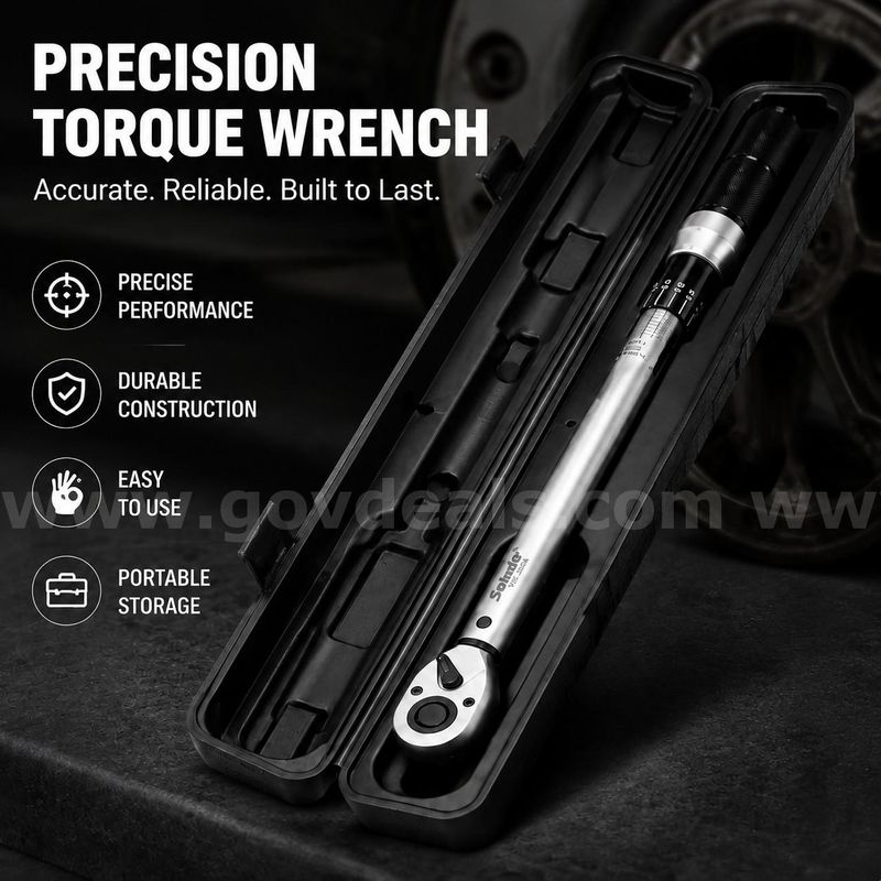 SHIPPING AVAILABLE Solude 1/2" Drive Click Torque Wrench 40-220 N.m Heavy Duty Automotive Tool Case(AA1-09)