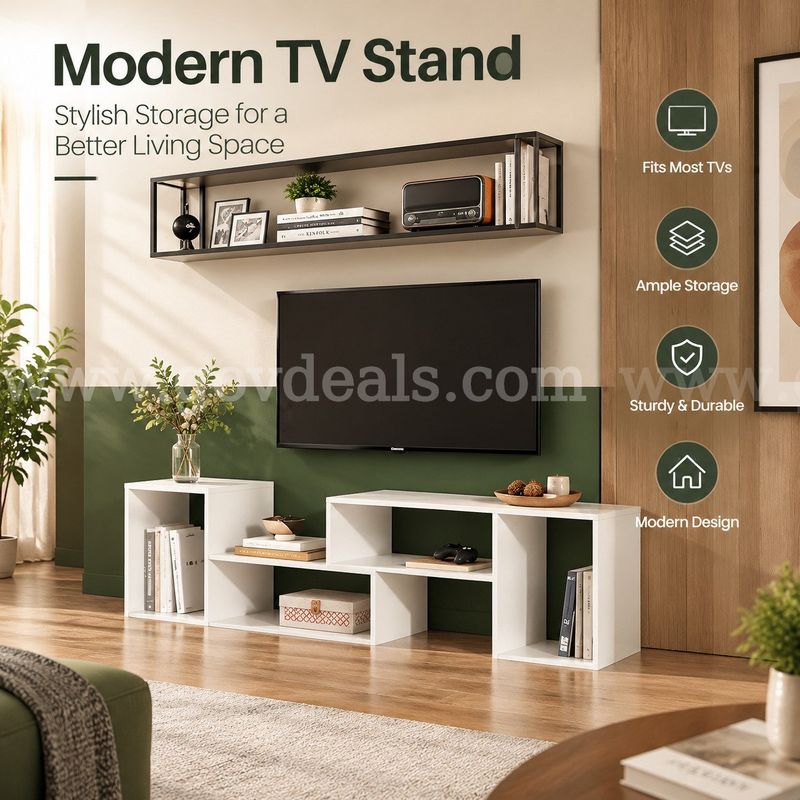 SHIPPING AVAILABLE DEVAISE Console TV Stand for 45 50 inch TV, Modern Entertainment Center Media Stand, TV Table(TV-01)