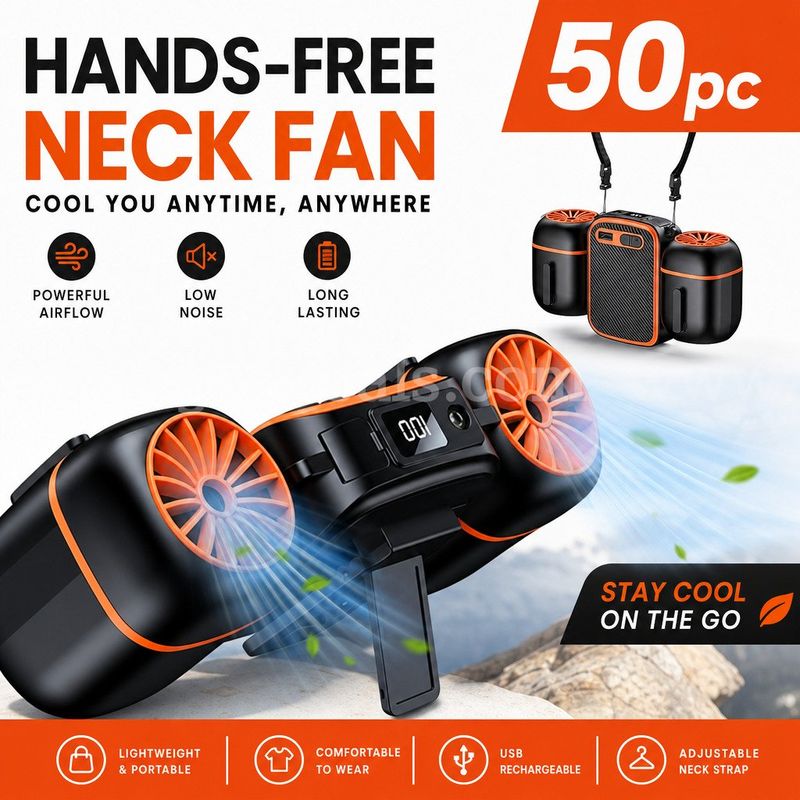 SHIPPING AVAILABLE Lot of 50 Portable Waist Fan with Dual Fans, 10000mAh Rechargeable Wearable Belt Clip Fan (AA-03)