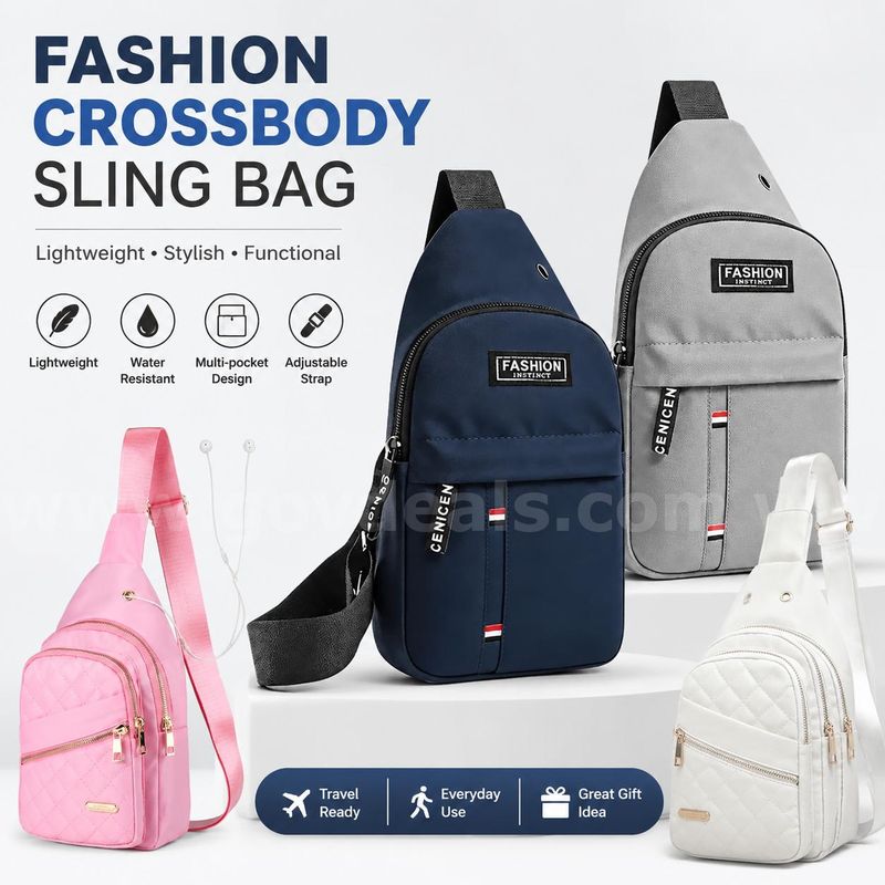 SHIPPING AVAILABLE Lot of 70 Fashion Instinct Sling Bag Crossbody Chest Pack Bulk 4 Colors Mix