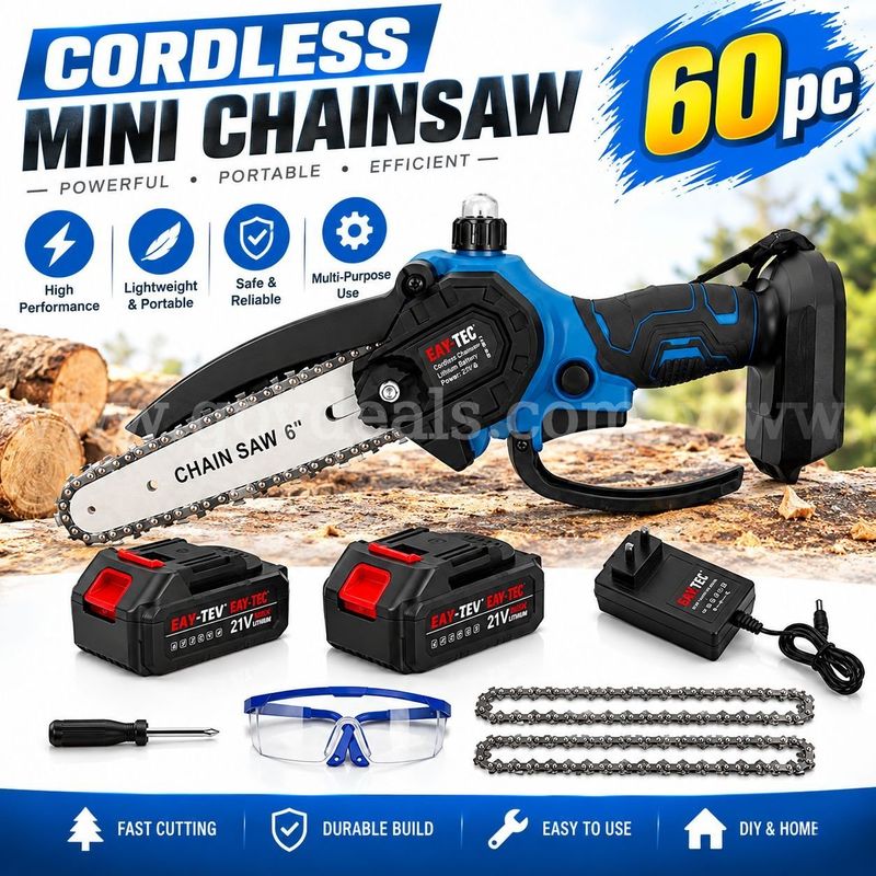 SHIPPING AVAILABLE Lot of 60 Mini Chainsaw Cordless, 6-Inch Portable Handheld Chainsaw with Oiler System(AA-08)
