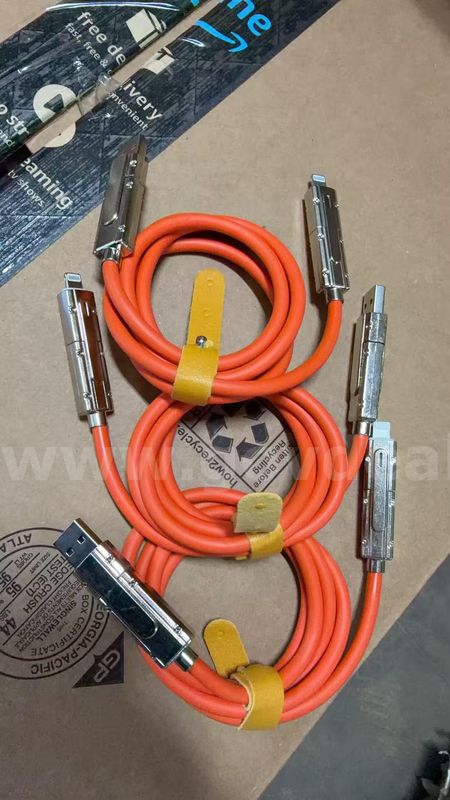 SHIPPING AVAILABLE Lot of 3 New 4-in-1 Fast Charging Cables, 3.4 FT Multi USB Cable with Type-C/Lightning (AA-02)