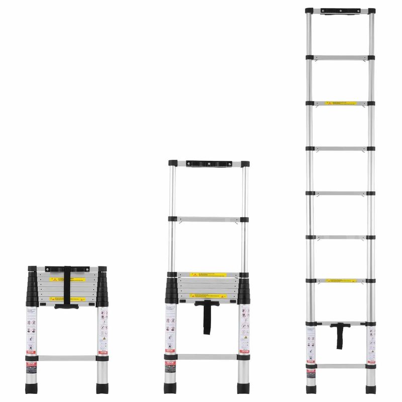 SHIPPING AVAILABLE VEVOR 8.5 FT Aluminum Telescopic Extension Ladder, EN131 Certified Duty Telescoping Ladder (AA2-29)