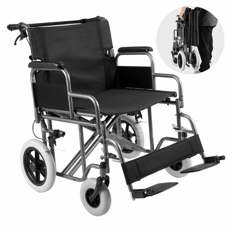 SHIPPING AVAILABLE VEVOR Lightweight Travel Wheelchair, Foldable Portable Transport Chair with Handbrakes (AA2-25)