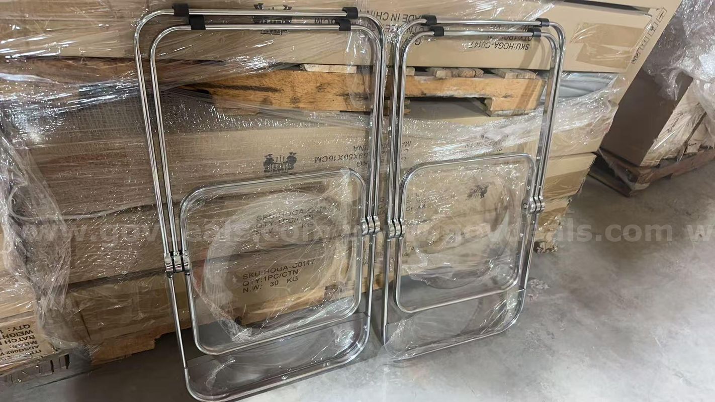 SHIPPING AVAILABLE Clear Acrylic Folding Chairs with Chrome Metal Frame, Portable Modern Accent Dining Chairs (AA2-19)