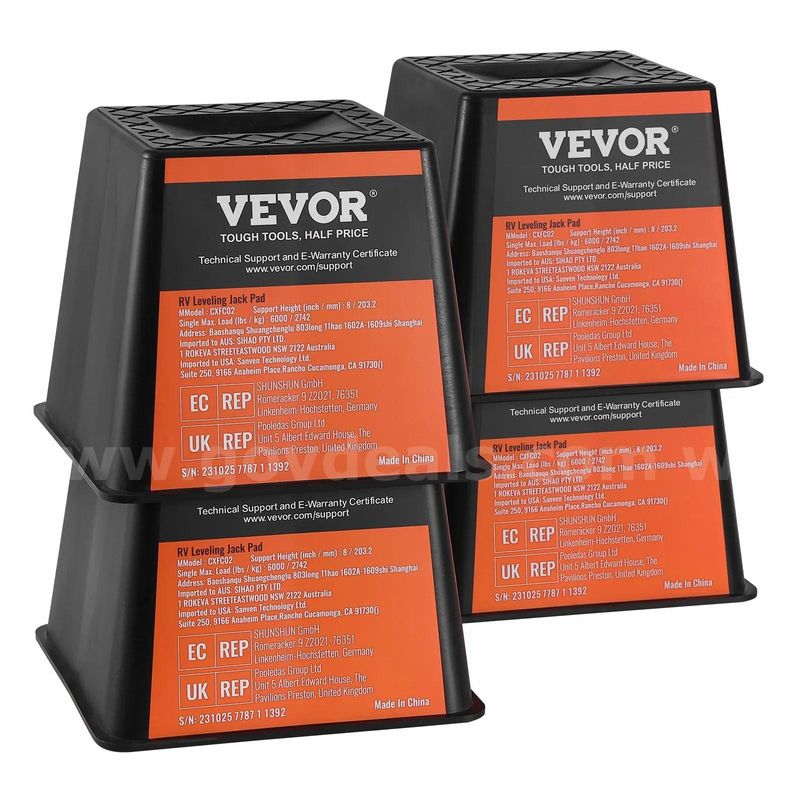 SHIPPING AVAILABLE VEVOR Set of 4 RV Leveling Jack Pads 8 Inch, 6000 lbs Heavy Duty Blocks (AA2-33)