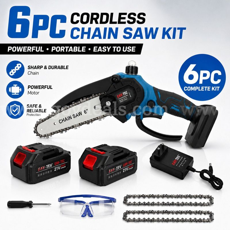 SHIPPING AVAILABLE Lot of 6 Mini Chainsaw Cordless, 6-Inch Portable Handheld Chainsaw with Oiler System(AA-08)