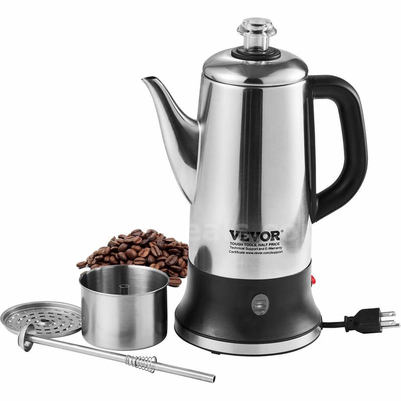 SHIPPING AVAILABLE VEVOR 12 Cup Electric Percolator Coffee Maker, 1.8L Stainless Steel Coffee Pot (AA3-21)
