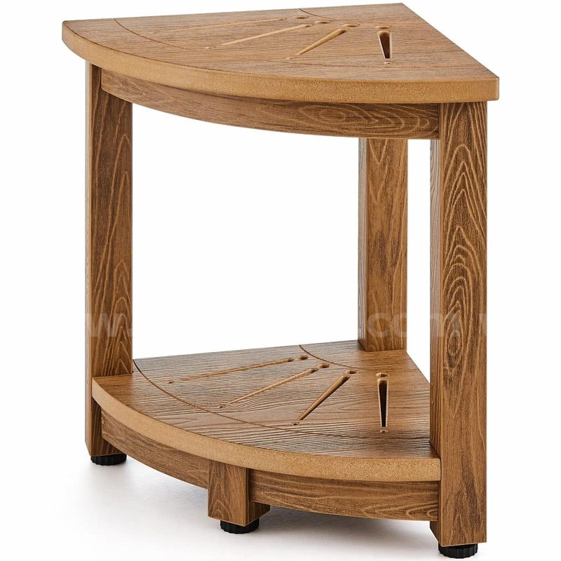 SHIPPING AVAILABLE VEVOR Corner Shower Bench, 16.5" Height Faux Wood Shower Stool with Shelf 350 lbs Capacity (AA3-015)