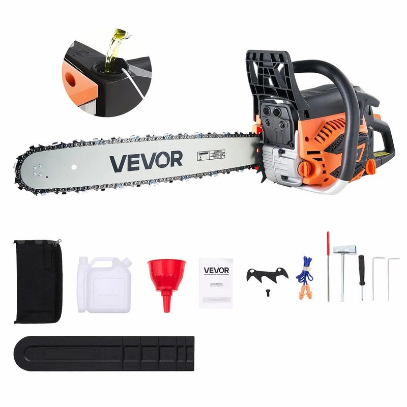 SHIPPING AVAILABLE VEVOR Gas Chainsaw, 62cc 2-Stroke Gas Powered Chainsaw with 20-Inch Bar & Chain (AA3-21)
