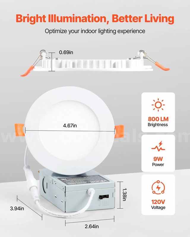SHIPPING AVAILABLE Lot of 2 VEVOR Recessed Lighting Kits, Canless LED Downlights with Junction Box (AA3-022)