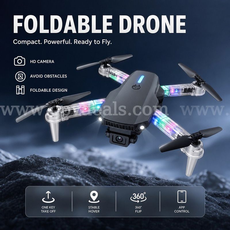 SHIPPING AVAILABLE SMS Pro Obstacle Avoidance Drone – 4K HD Foldable Quadcopter with LED Lights & Dual Cameras （31-09）