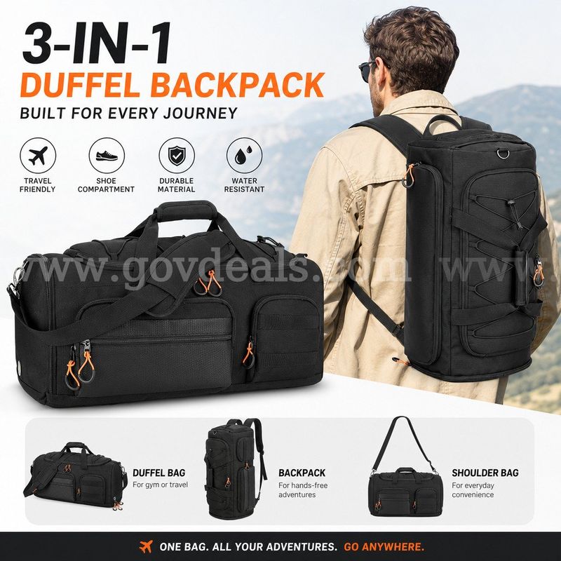 SHIPPING AVAILABLE Lot of 5 Searock 45L Gym Bag for Men, 3-In-1 Duffle Bag Backpack for Travel | Sports Bags(AA-04)