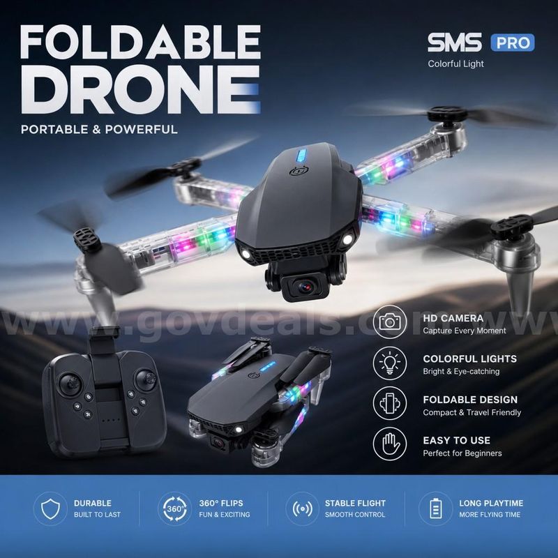 SHIPPING AVAILABLE SMS Pro Obstacle Avoidance Drone – 4K HD Foldable Quadcopter with LED Lights & Dual Cameras （31-09）